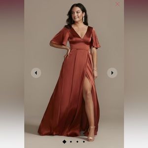 GALINA SIGNATURE- charmeuse flutter-sleeve a-line bridesmaid dress. Size 14 tall